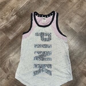 PINK Victoria's Secret Gray and Pink Tank Top